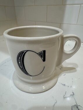 Anthropologie White Ceramic Monogram 'C' Coffee Mug